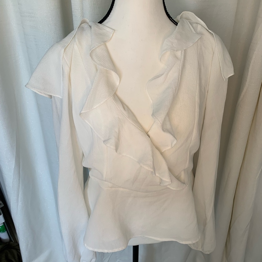 White flowy long sleeve top